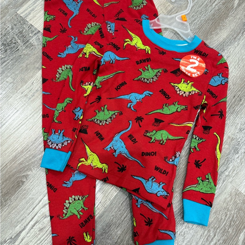 Red Dinosaur Print Pajama Set